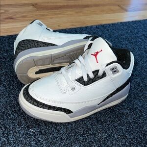 Jordan Kids White and Black Sneakers with Red Accent